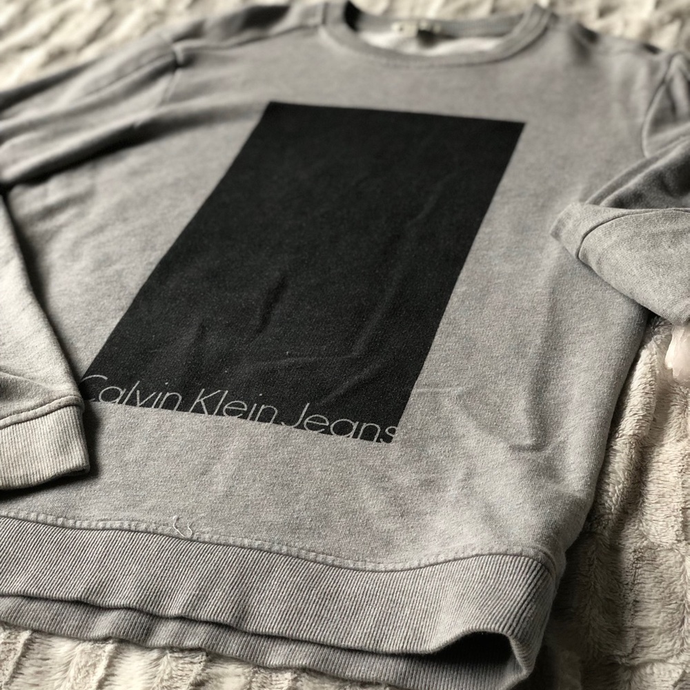 Calvin Klein Grey Minimal Crew Neck Sweater